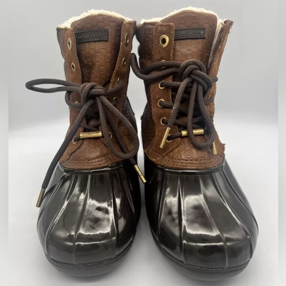 Michael Kors Brown Easton Duck Rain Snow Boots - Picture 1 of 14